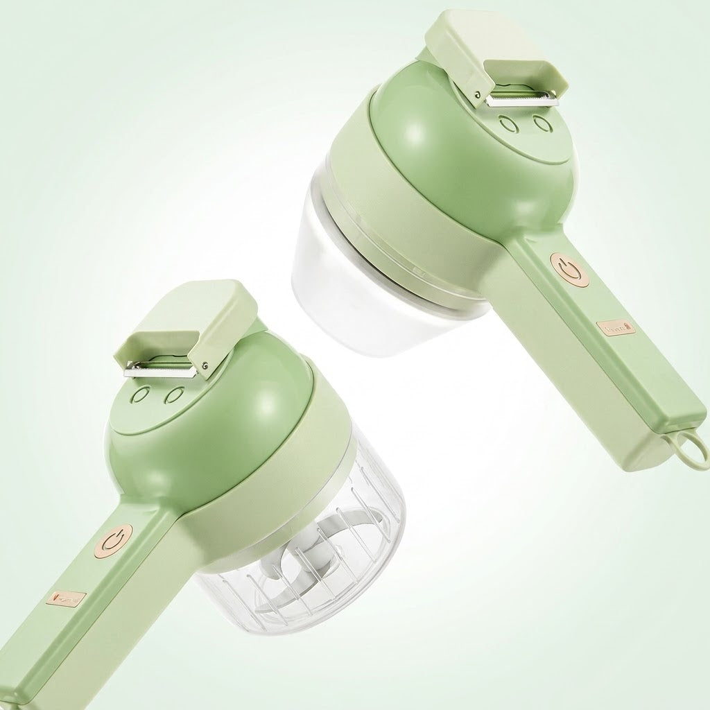 Chopper Elettrico 4in1 Senza Fili — Trita, Schiaccia e Affetta in Pochi Secondi