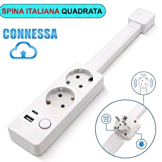 Prolunga Elettrica Girevole da Parete con Braccio Snodabile e Lunghezza Regolabile – Multipresa per Comodino e Prese a Muro