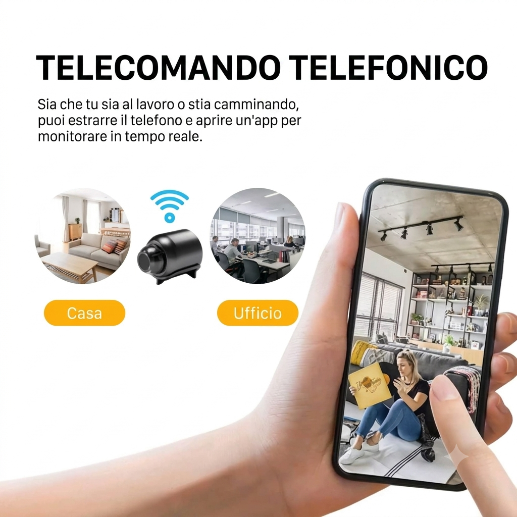 Mini Telecamera WiFi HD 1080P - Videocamera Nascosta con Audio Bidirezionale e Visione Notturna