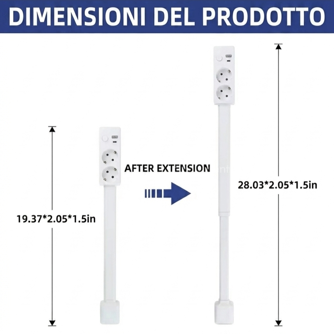 Prolunga Elettrica Girevole da Parete con Braccio Snodabile e Lunghezza Regolabile – Multipresa per Comodino e Prese a Muro